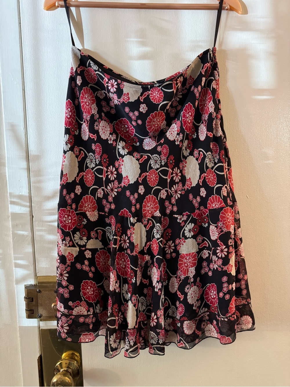 Y2K vintage Floral Black Pink Fairy Skirt by INC 100% silk size 8